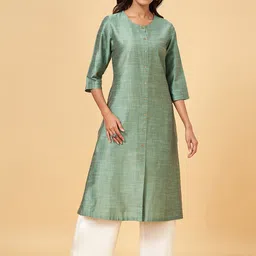 RANGMANCH BY PANTALOONS Checked Woven Design Straight Kurta-image-44