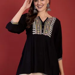 Anouk Women Ethnic Motifs Embroidered Flared Sleeves Thread Work Kurta-picture-43