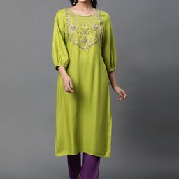 AURELIA Floral Embroidered Straight Kurta-picture-27