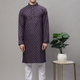 Enchanted Drapes Woven Design Mandarin Collar Pure Cotton Kurta-image-70
