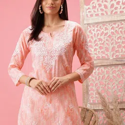 ADA Round Neck Embroidered Pure Cotton Kurti-54