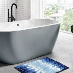 OBSESSIONS Blue & White 1800 GSM Anti-Skid Rectangular Bath Rug-image-13