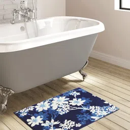 OBSESSIONS Blue & White Anti-Skid 1800 GSM Bath Rug-image-21