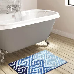 OBSESSIONS Blue 1800 GSM Anti-Skid Rectangular Bath Rug-image-12