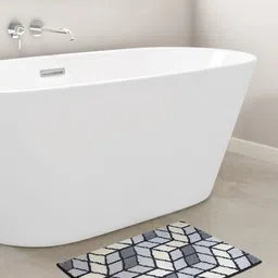 OBSESSIONS Grey & White Anti-Skid 1800 GSM Bath Rug-91