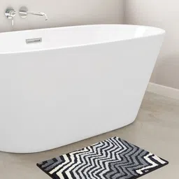 OBSESSIONS Grey Patterned Anti-Skid 1800 GSM Bath Rugs-49
