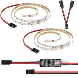 1 Set of Green+Red RC LED Strips and LED Controller with Y-Cable image 1