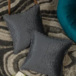 HOSTA HOMES Grey Set of 2 Geometric Velvet Square Cushion Covers-25