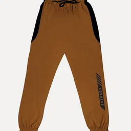 TINY HUG Boys Mustard Yellow Solid Slim-Fit Joggers-60