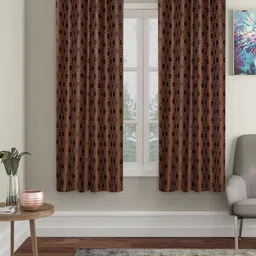 SOKNACK Brown Geometric Black Out Window  Curtains-26