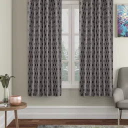 SOKNACK Black & Grey Geometric Black Out Long Door Curtain-image-21