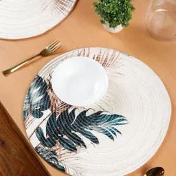 SOKNACK -2 Pcs Beige & Green Floral Printed Pure Cotton Table Placemats-19