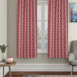 SOKNACK Peach 2 Pieces Geometric Black Out Window Curtains-13