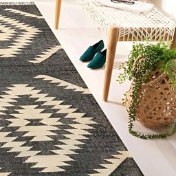 Budhrajrugs Black & Beige Geometric Woven Rectangular Dhurrie-0