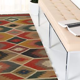Budhrajrugs Red & Green Geometric Woven Rectangular Dhurrie-48