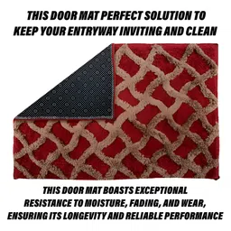 Kuber Industries Red & Brown Geometric Rectangular Doormat-14