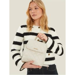 Accessorize London Women's Cream Small Quilted Faux Leather Backpack (S)-picture-2
