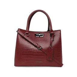 Accessorize London Womens Faux Leather Maroon Carolina Handheld Satchel Bag-picture-0