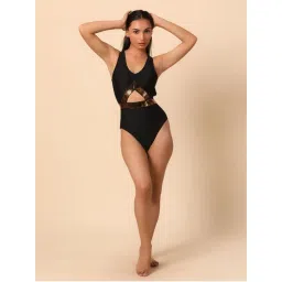 WomanLikeU Black Padded Monokini With Designer Back-picture-43
