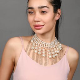 Odette White Pearl Alloy Embellished Necklace-picture-33