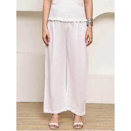 Secret Wish White Solid Poplin Maternity Pant-picture-6