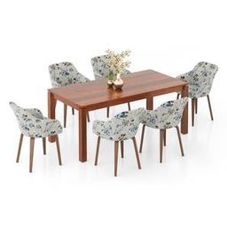 urban ladder Atlas Solid Wood 6 Seater Dining Table with 6 Rochelle Lounge Chair-picture-42