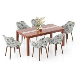 urban ladder Atlas Crest Solid Wood 6 Seater Dining Table with 6 Rochelle Lounge Chair-picture-40