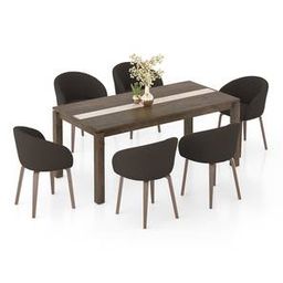 urban ladder Atlas Crest Solid Wood 6 Seater Dining Table with 6 Meryl Lounge Chair-picture-45