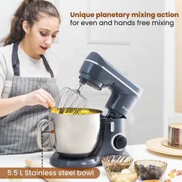 AGARO Elegant 1400 Watt 10 Speed Stand Mixer with 3 Attachments (Pulse Function, Dark Grey) image 5