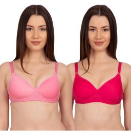 Komli Light Padded Full Coverage Wirefree Bra Pack Of 2 - Multi-Color-picture-44