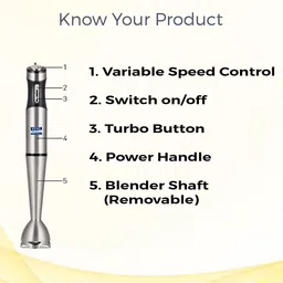 KENT 400 Watt 3 Speed Hand Blender (Low Noise Operation, Silver) image 5