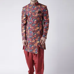 Hangup Multicoloured Floral Printed sherwani Kurta-image-41