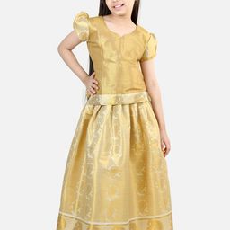 BownBee Girls Woven Design Puff Sleeves Ready to Wear Lehenga & Choli-image-12