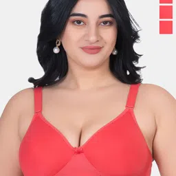 KOMLI Plus Size Pack Of 3 Full Coverage Cotton Everyday Bras With All Day Comfort-23