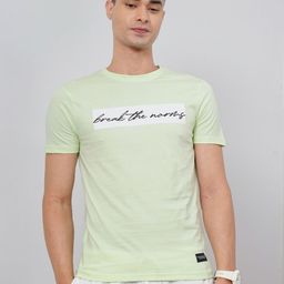 Genoa Typography Printed Round Neck Short Sleeves Slim Fit Cotton T-shirt-image-79