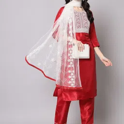 VredeVogel Women Embroidered Regular Kurta with Trousers & Dupatta-38