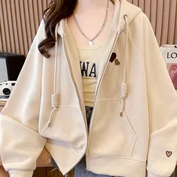 JC Mode Women Hooded Front-Open Sweatshirt-image-67
