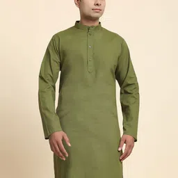 Moda Rapido Band Collar Long Sleeves Cotton Straight Kurta-image-62
