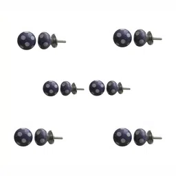 Indianshelf 6Pcs Purple & White Textured Polka Dot Ceramic Knobs-37