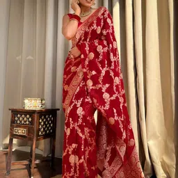 all about you Woven Design Embroidered Pure Silk Banarasi Saree-image-84