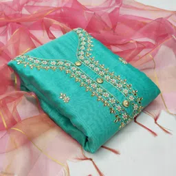 HERE&NOW Floral Embellished Beads And Stones Unstitched Dress Material-image-39