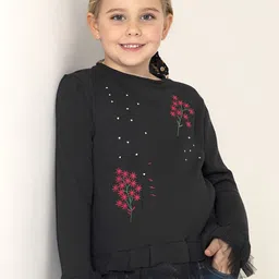 Cherry Crumble Girls Embroidered Pullover with Embroidered Detail-image-67