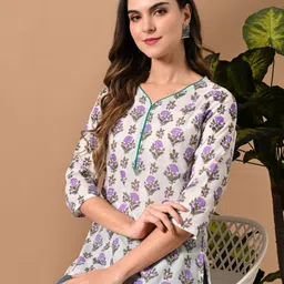 Anouk Rustic Floral Printed V-Neck Pure Cotton Kurti-18