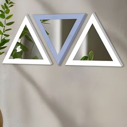 Art Street 3-Pcs Blue & White Triangular Shape Acrylic Basin Mirror With Hook-42