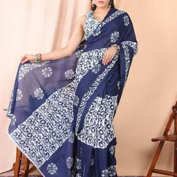 Vvlpf Women Ethnic Motifs Voile Block Print Saree-picture-15