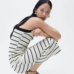 MANGO Striped Cotton Sheath Midi Dress-image-19