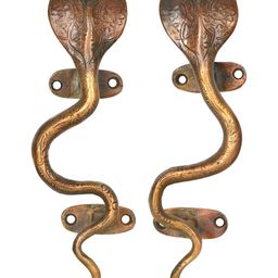 Exotic India Brass Set Of 2 Snake Door Handles-21