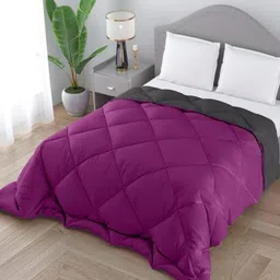 CHICERY Purple & Grey Microfiber AC Room Single Bed Comforter-image-42