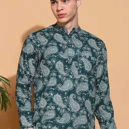 FUBAR Men Paisley Printed Daily Cotton Straight Kurtas-image-43