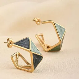 PALMONAS Gold Plated Stainless Steel Half Hoop Earrings-image-30